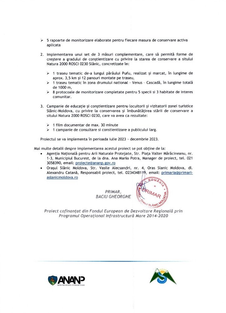 Comunicat de presa Slanic Moldova